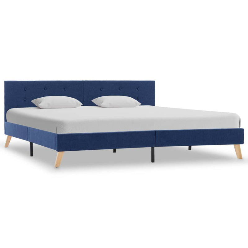 Bed Frame Blue Fabric 183x203 cm