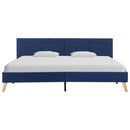 Bed Frame Blue Fabric 183x203 cm