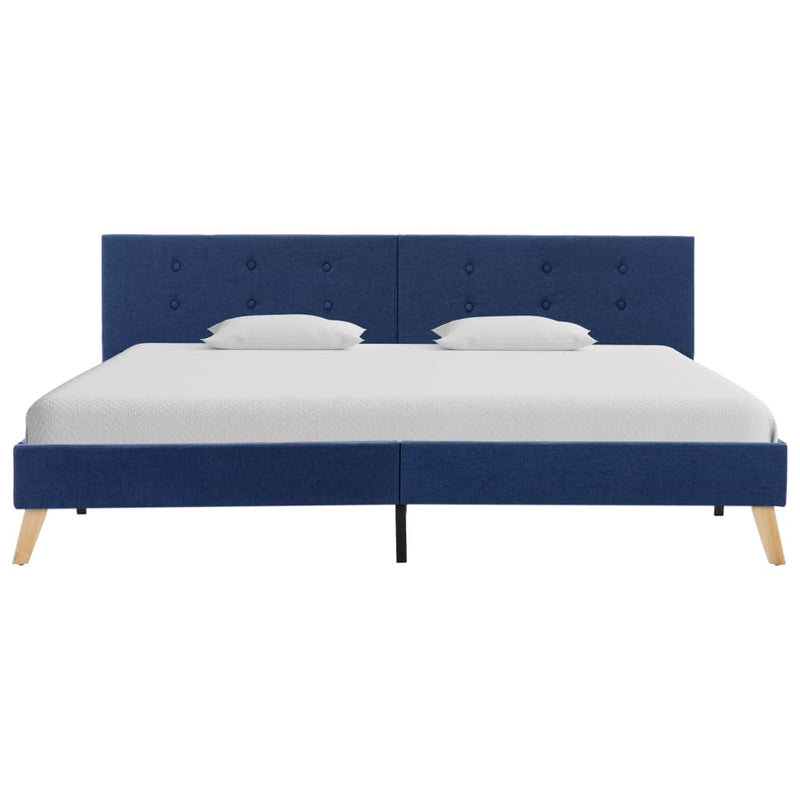 Bed Frame Blue Fabric 183x203 cm