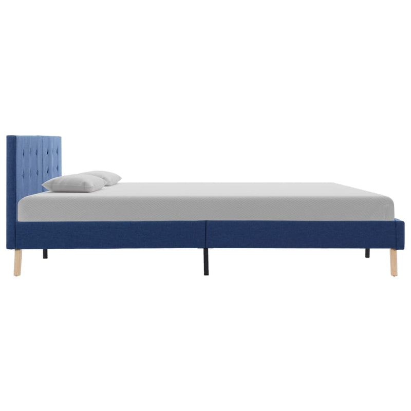 Bed Frame Blue Fabric 183x203 cm