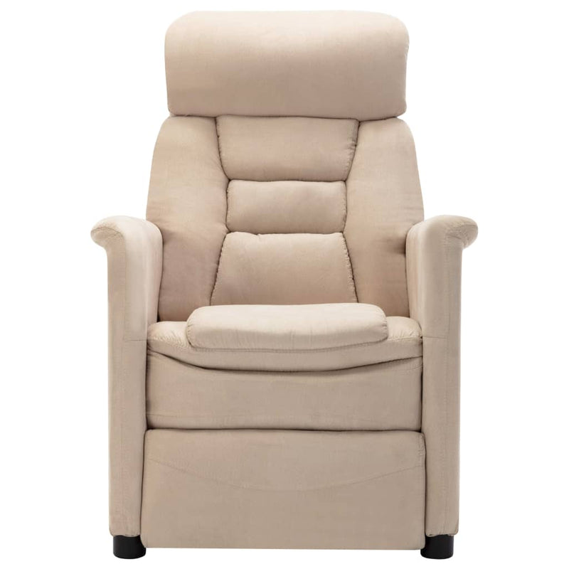Massage Recliner Cream Faux Suede Leather