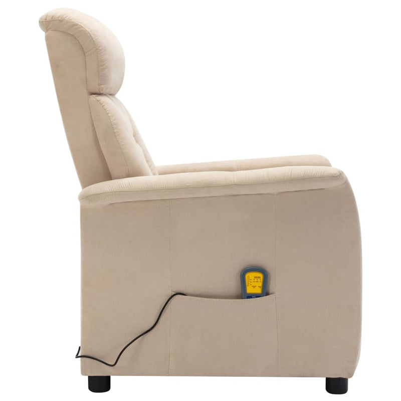 Massage Recliner Cream Faux Suede Leather
