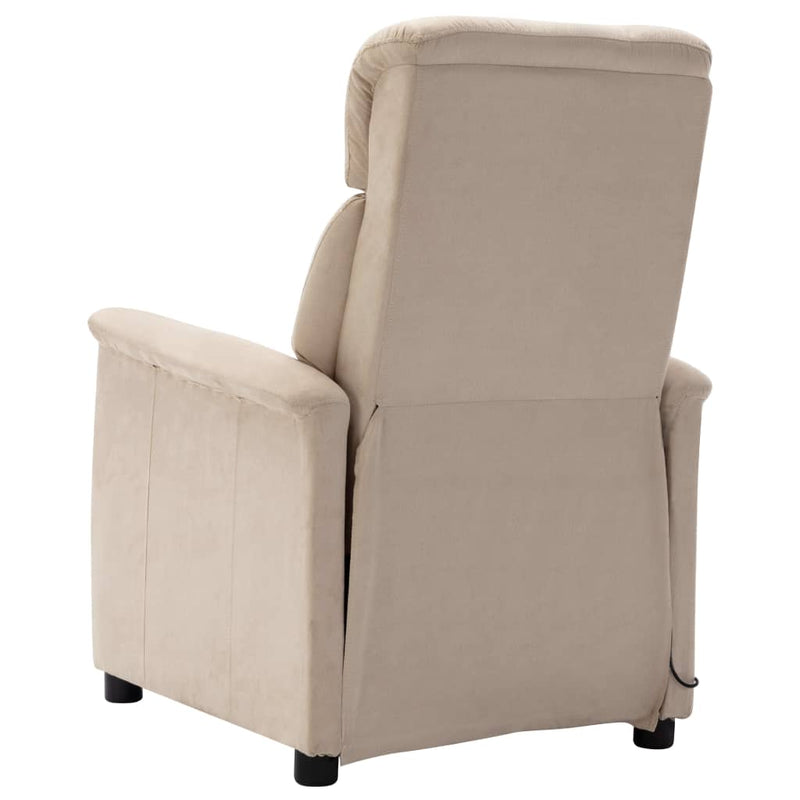 Massage Recliner Cream Faux Suede Leather