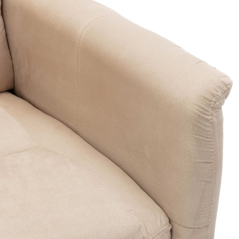Massage Recliner Cream Faux Suede Leather
