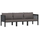 3-Seater Sofa with Cushions Anthracite Poly Rattan