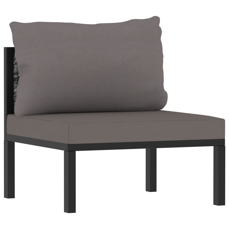 3-Seater Sofa with Cushions Anthracite Poly Rattan