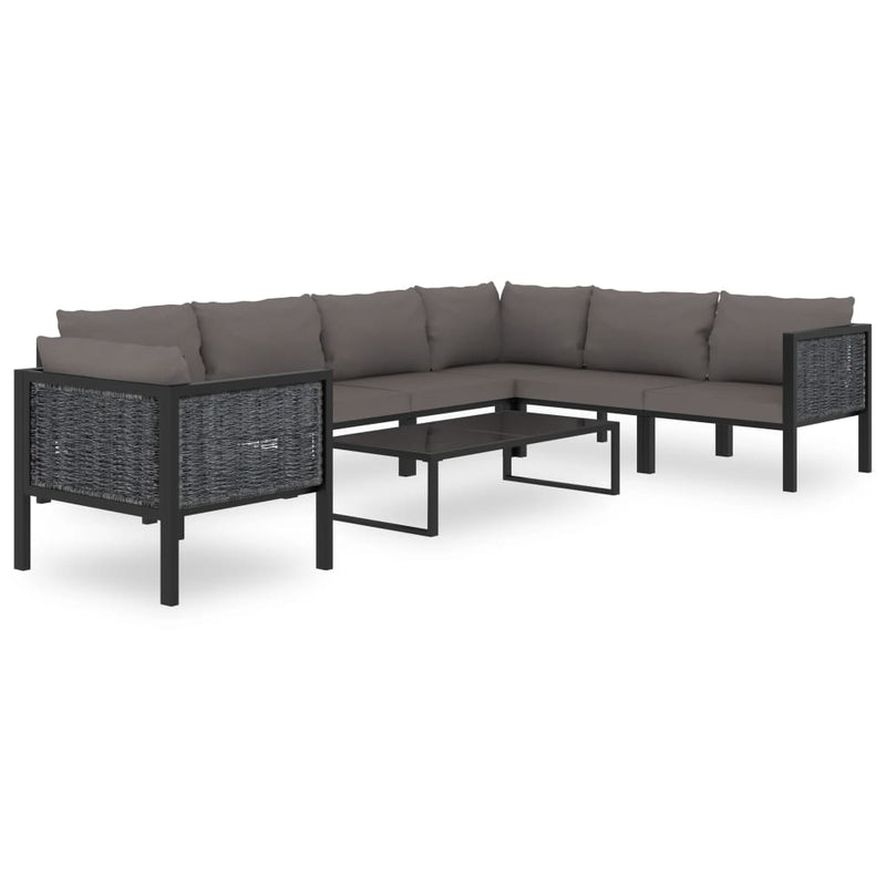 8 Piece Garden Lounge Set with Cushions Poly Rattan Anthracite