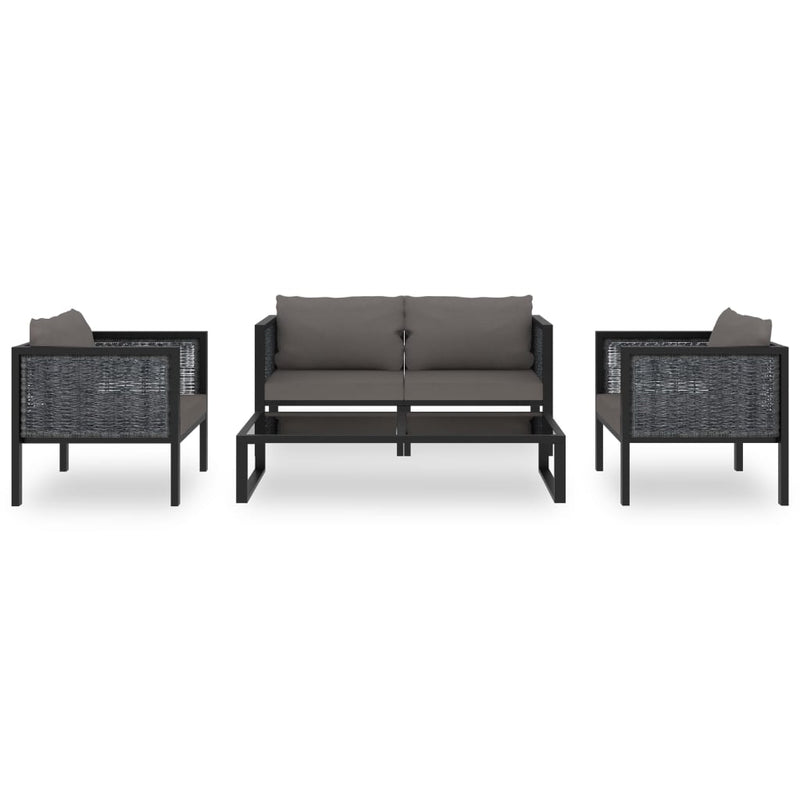 5 Piece Garden Lounge Set with Cushions Poly Rattan Anthracite
