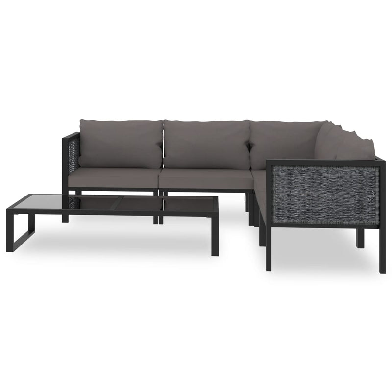 6 Piece Garden Lounge Set with Cushions Poly Rattan Anthracite