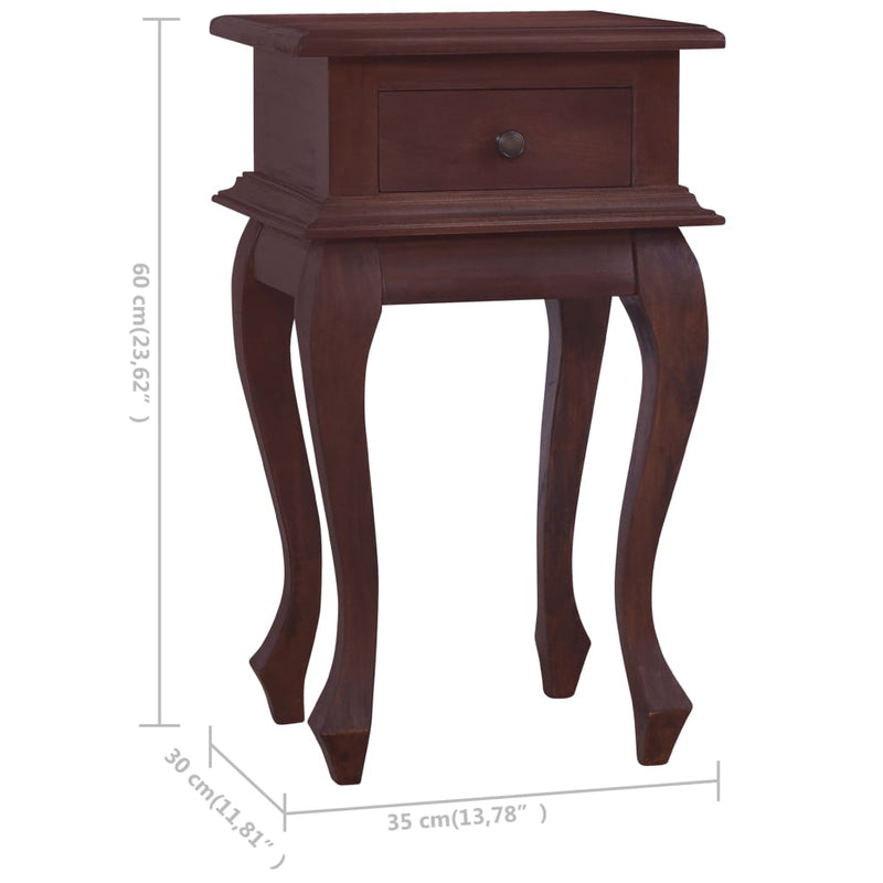 Bedside Table Classical Brown 35x30x60 cm Solid Mahogany Wood