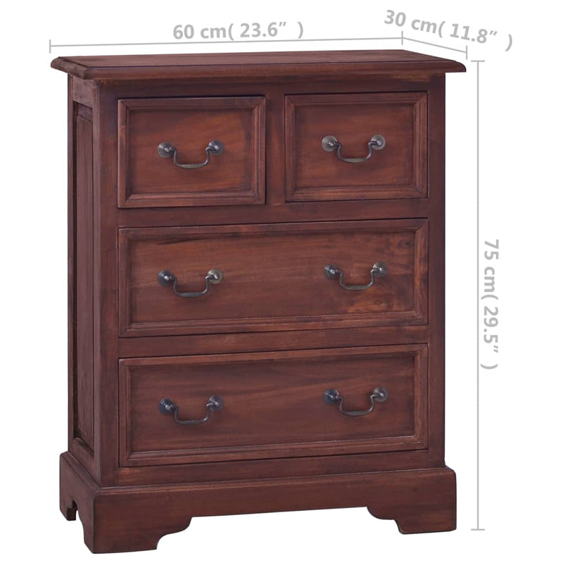 Chest of Drawers Classical Brown Solid Mahogany Wood