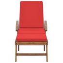 Sun Loungers with Cushions 2 pcs Solid Teak Wood Red