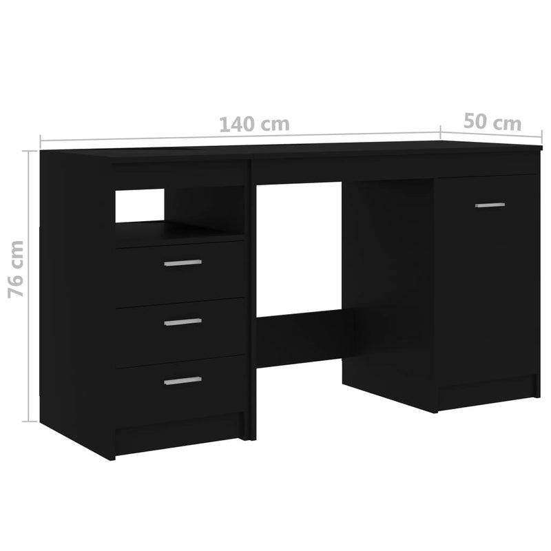 Desk Black 140x50x76 cm Chipboard