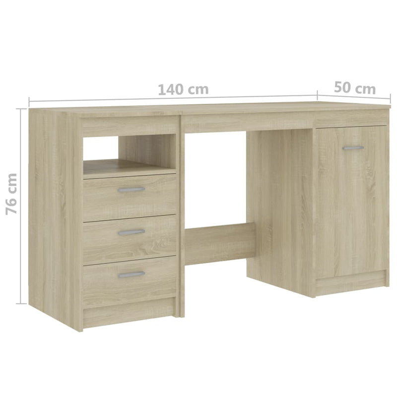 Desk Sonoma Oak 140x50x76 cm Chipboard