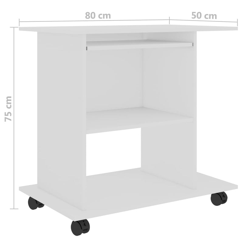 Computer Desk White 80x50x75 cm Chipboard