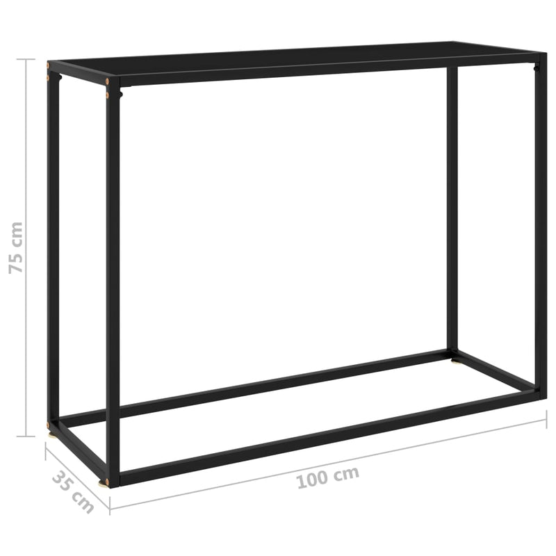 Console Table Black 100x35x75 cm Tempered Glass