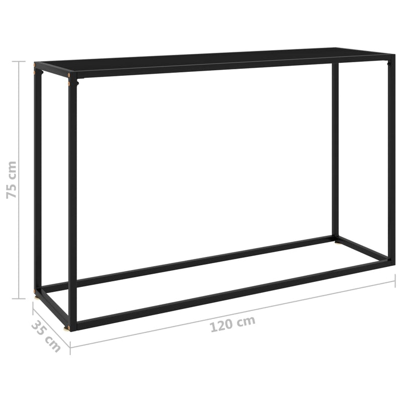 Console Table Black 120x35x75 cm Tempered Glass