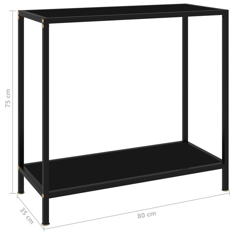 Console Table Black 80x35x75 cm Tempered Glass