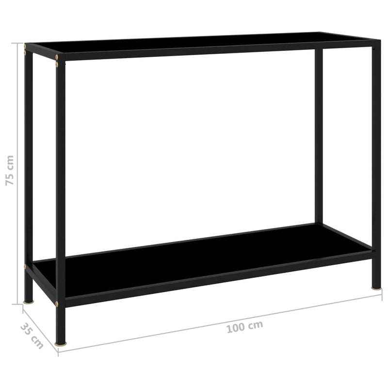 Console Table Black 100x35x75 cm Tempered Glass