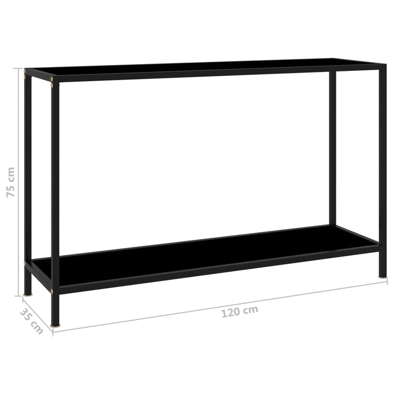 Console Table Black 120x35x75 cm Tempered Glass