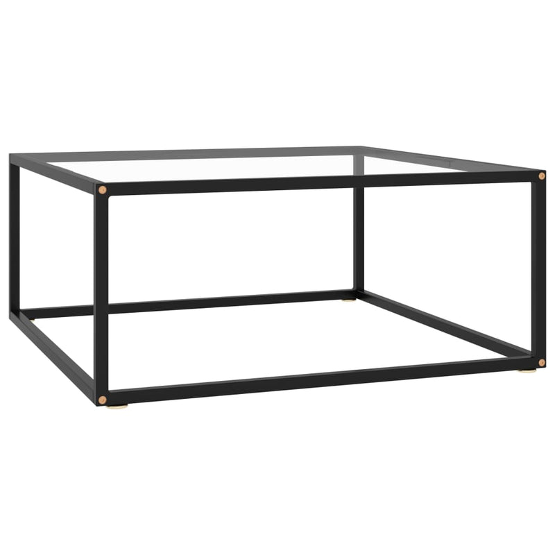 Tea Table Black with Tempered Glass 80x80x35 cm