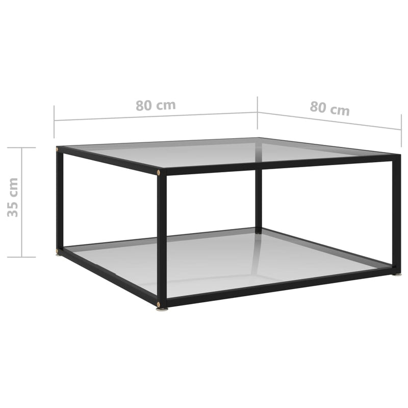 Tea Table Transparent 80x80x35 cm Tempered Glass