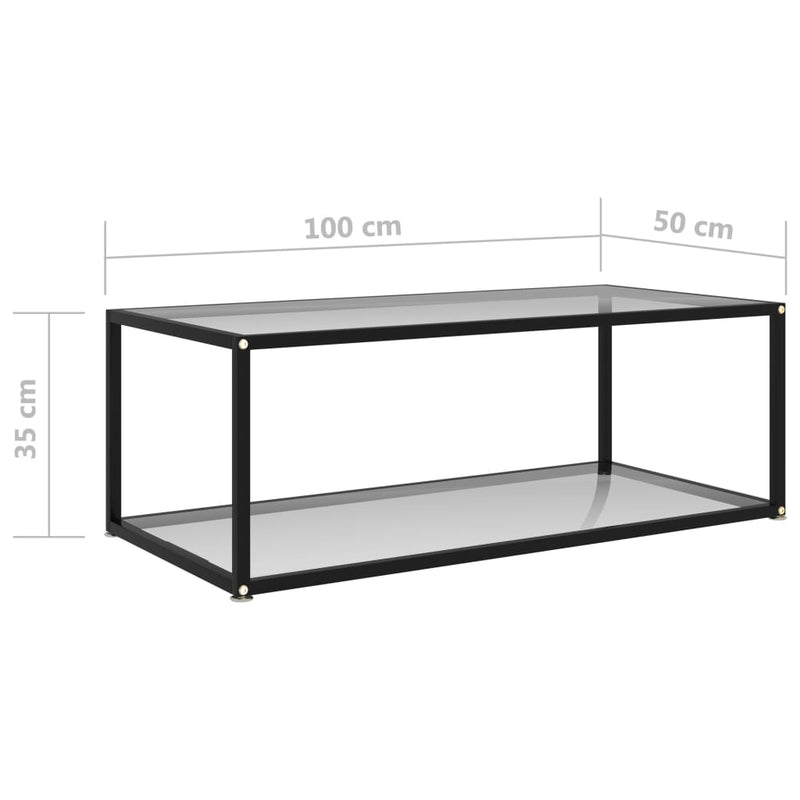 Tea Table Transparent 100x50x35 cm Tempered Glass