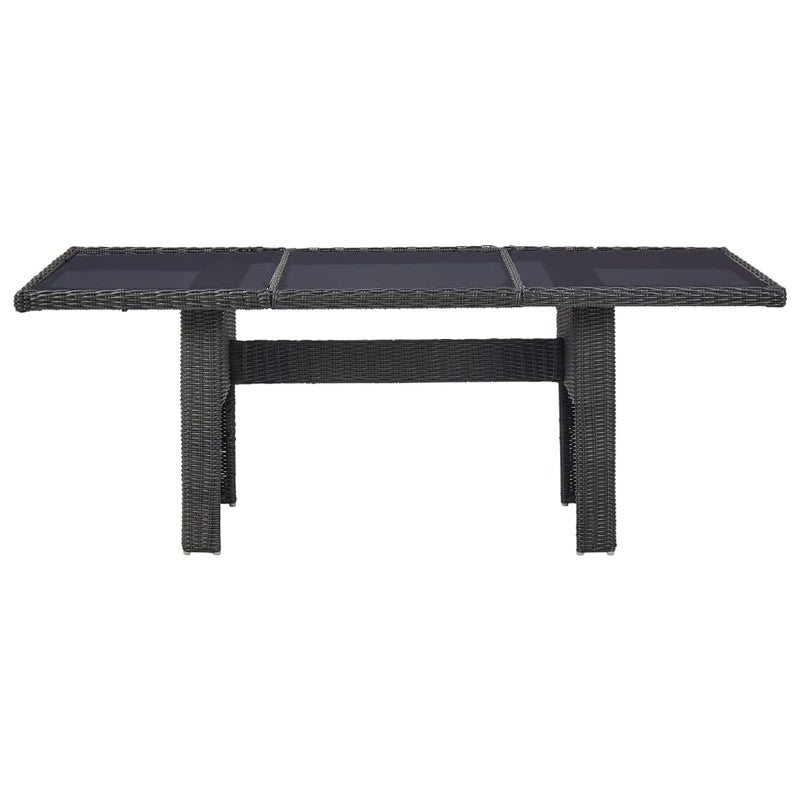 Garden Dining Table Black 200x100x74 cm Glass and Poly Rattan