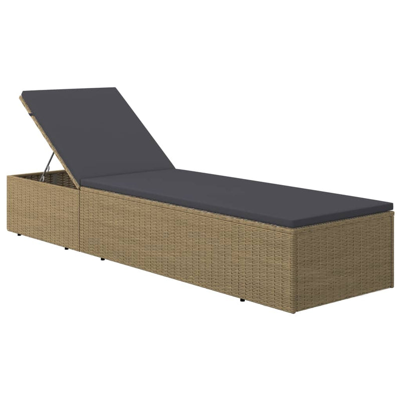 Sunlounger Poly Rattan Brown and Dark Grey