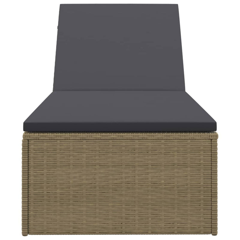 Sunlounger Poly Rattan Brown and Dark Grey