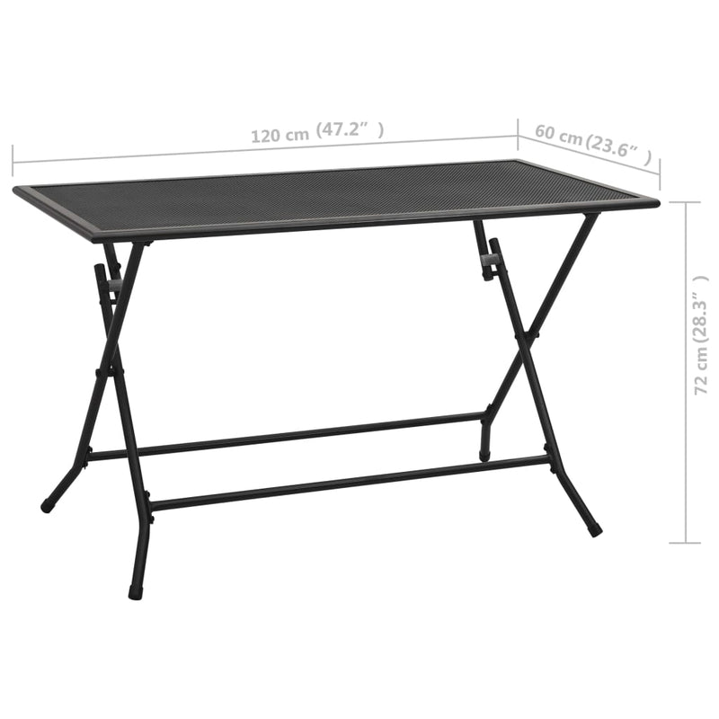 Folding Mesh Table 120x60x72 cm Steel Anthracite