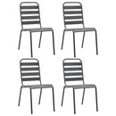 Outdoor Chairs 4 pcs Slatted Design Steel Dark Grey