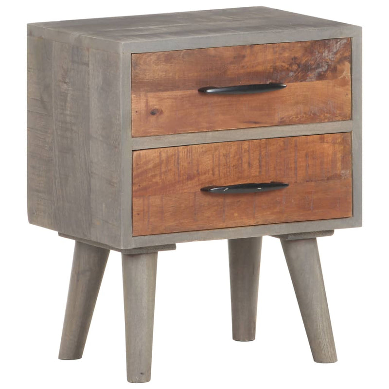 Bedside Cabinet Grey 40x30x50 cm Solid Rough Mango Wood