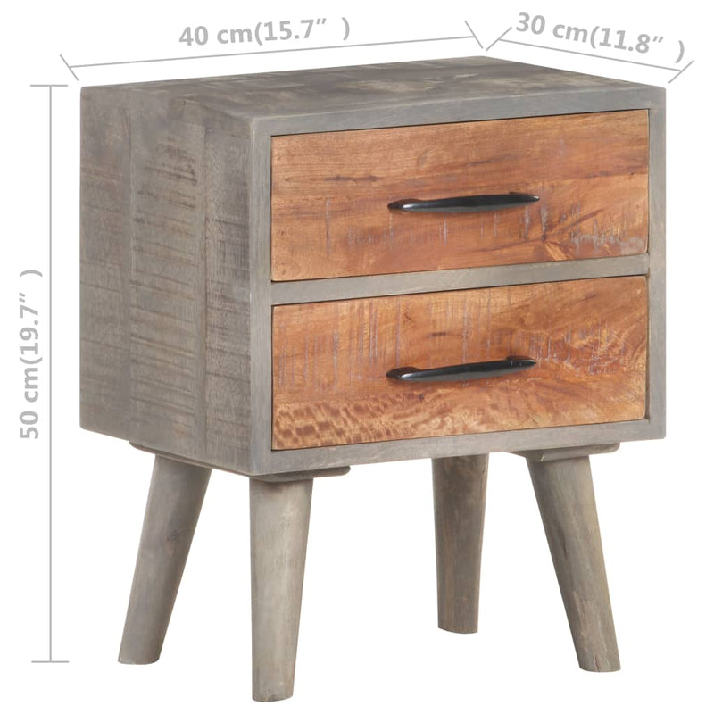 Bedside Cabinet Grey 40x30x50 cm Solid Rough Mango Wood