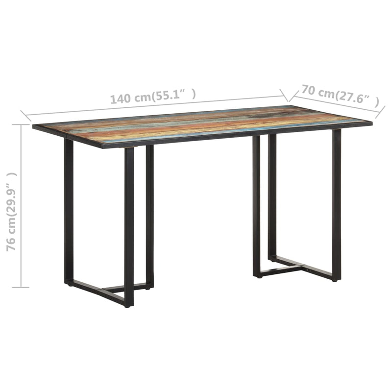 Dining Table 140 cm Solid Reclaimed Wood