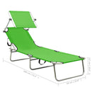 Folding Sun Lounger with Canopy Steel Apple Green