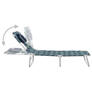 Folding Sun Lounger with Head Cushion Steel Leaves Print