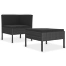 2 Piece Garden Lounge Set with Cushions Poly Rattan Black