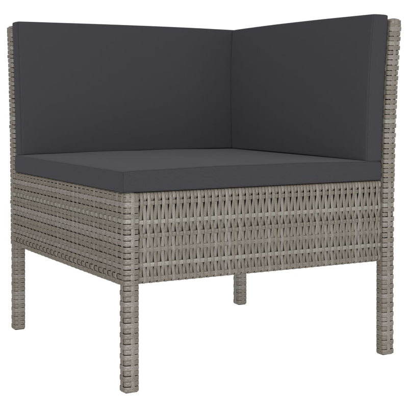 2 Piece Garden Lounge Set with Cushions Poly Rattan Grey