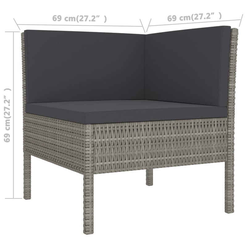 2 Piece Garden Lounge Set with Cushions Poly Rattan Grey