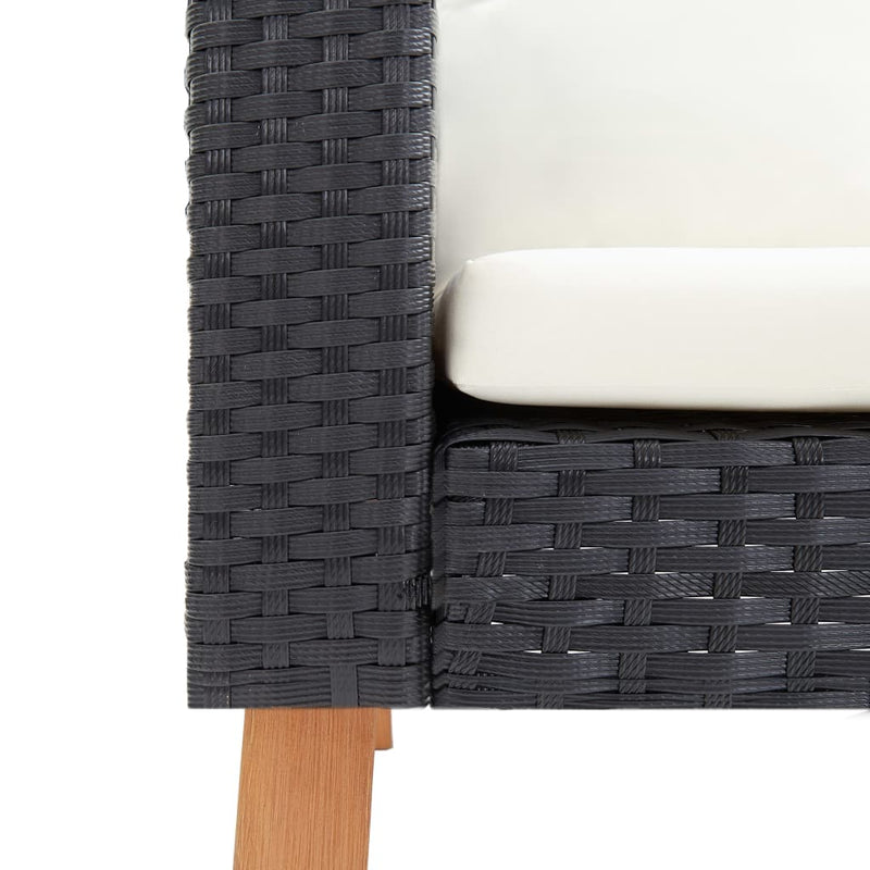 3-Seater Garden Sofa with Cushions Poly Rattan Black