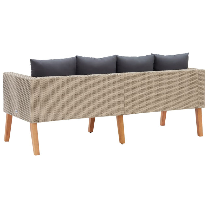 2-Seater Garden Sofa with Cushions Poly Rattan Beige