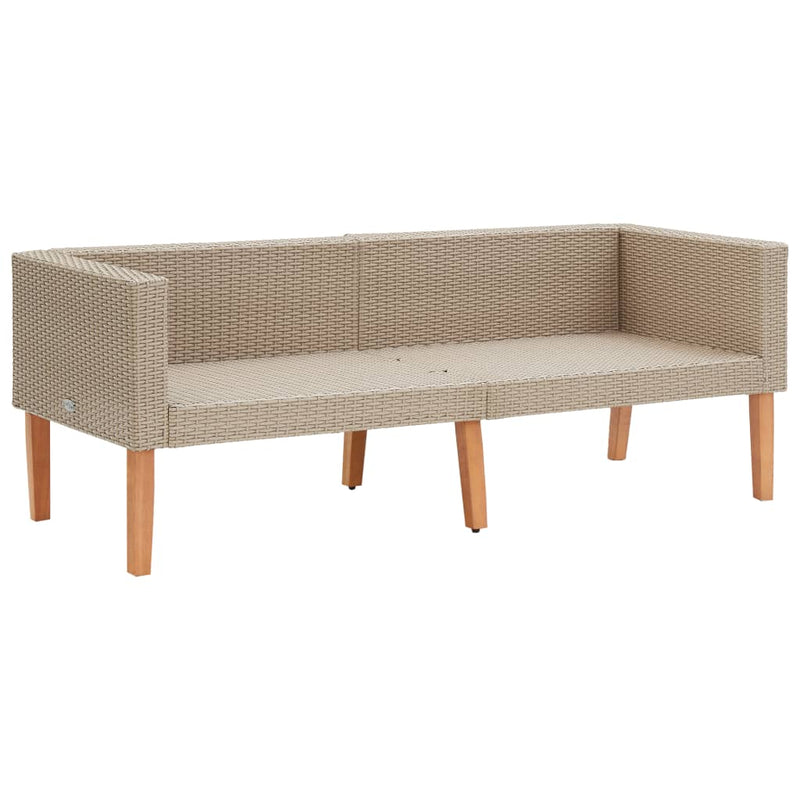 2-Seater Garden Sofa with Cushions Poly Rattan Beige