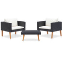 3 Piece Garden Lounge Set with Cushions Poly Rattan Black