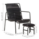 Relaxing Armchair with a Footrest Black Real Leather