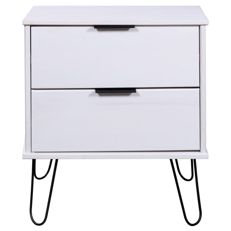 Bedside Cabinet White 45x39.5x57 cm Solid Pine Wood