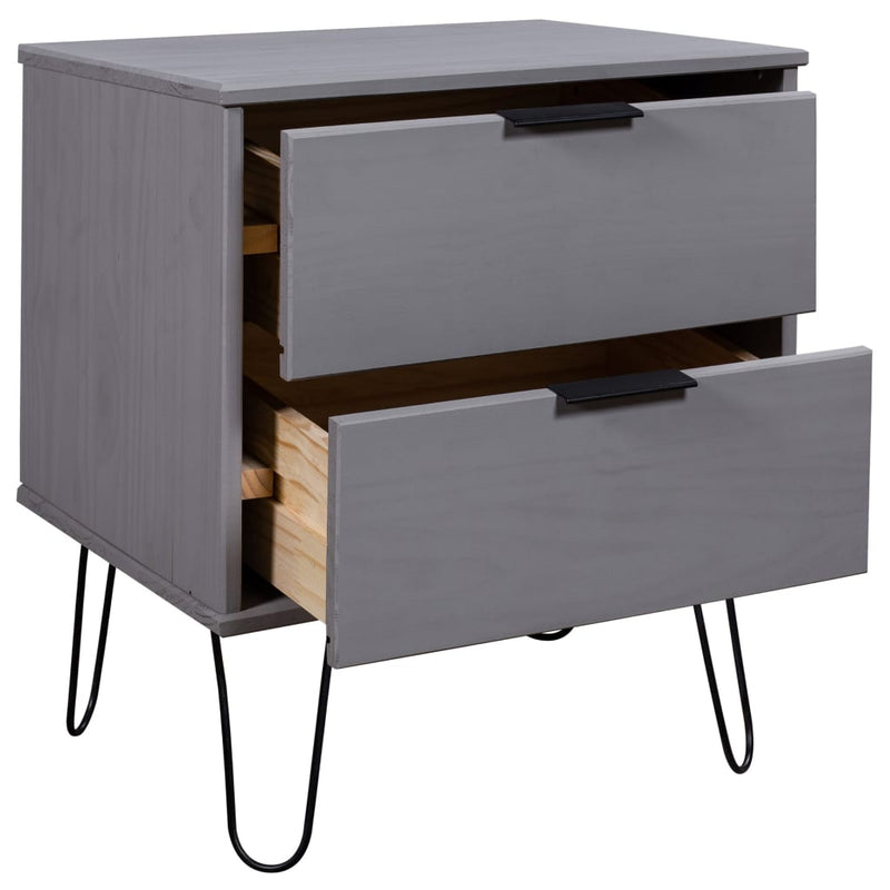 Bedside Cabinet Grey 45x39.5x57 cm Solid Pine Wood