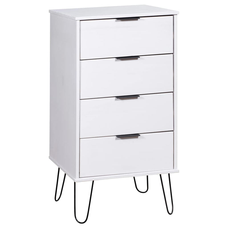 Drawer Cabinet White 45x39.5x90.3 cm Solid Pine Wood