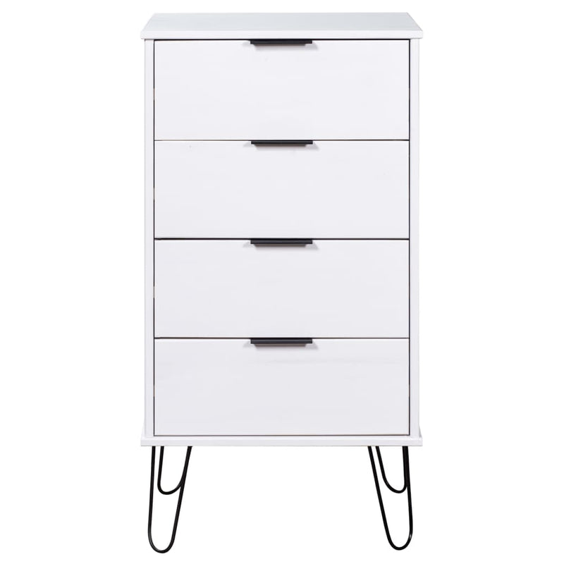 Drawer Cabinet White 45x39.5x90.3 cm Solid Pine Wood