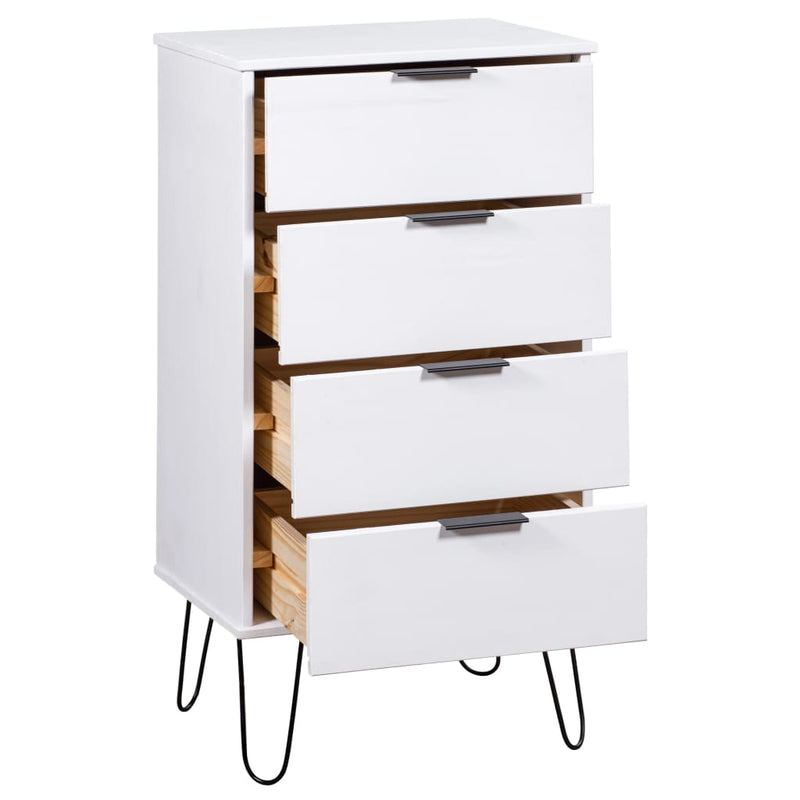 Drawer Cabinet White 45x39.5x90.3 cm Solid Pine Wood